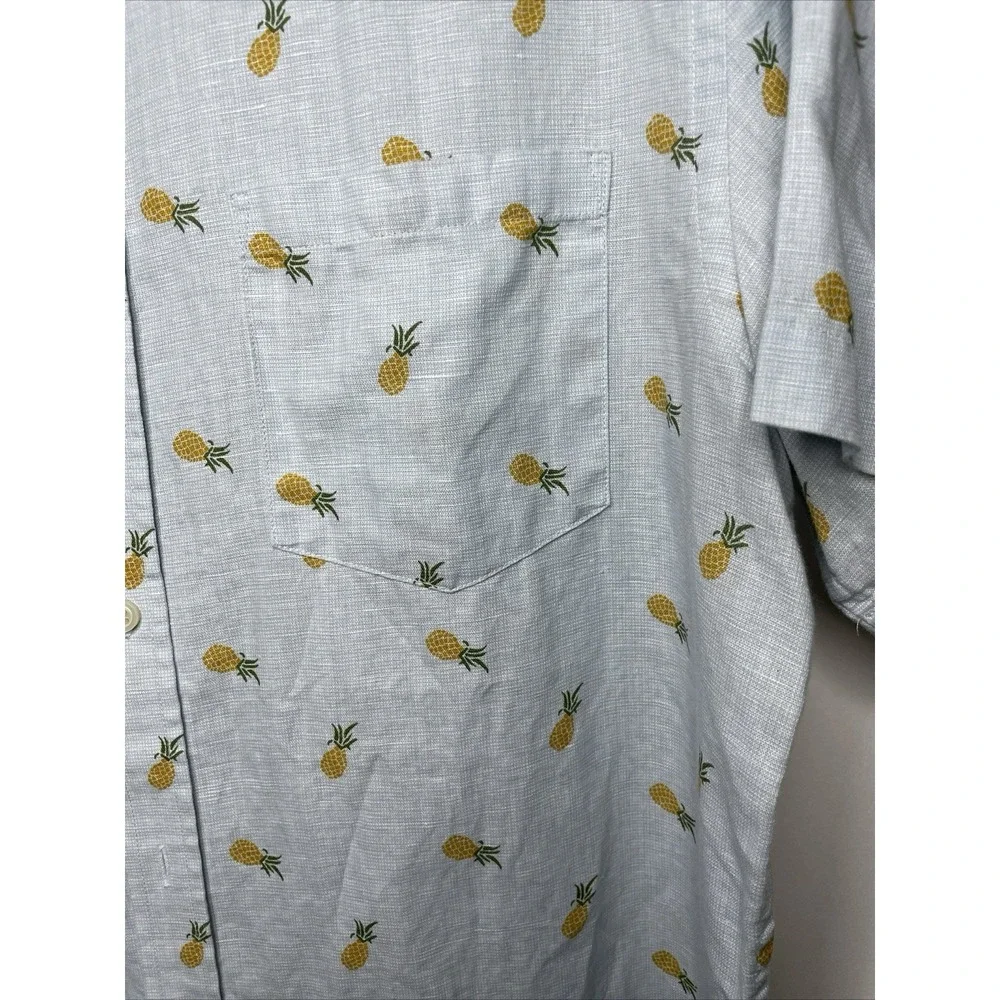 Banana Republic Mens size large Pineapple Print Linen Cotton Slim Fit Summer